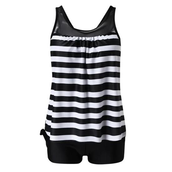 

Комплект из 2 предметов: летний танкини, плавки с высокой талией, градиентный цвет, купальники-шорты, полосатый дизайн, пляжная одежда для отпуска L чёрный
