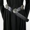 Zinc Zinc Alloy Rose Flower Waist Belt Jeans Decor Wide Waistband Fashion PU Leather Belt  Girls