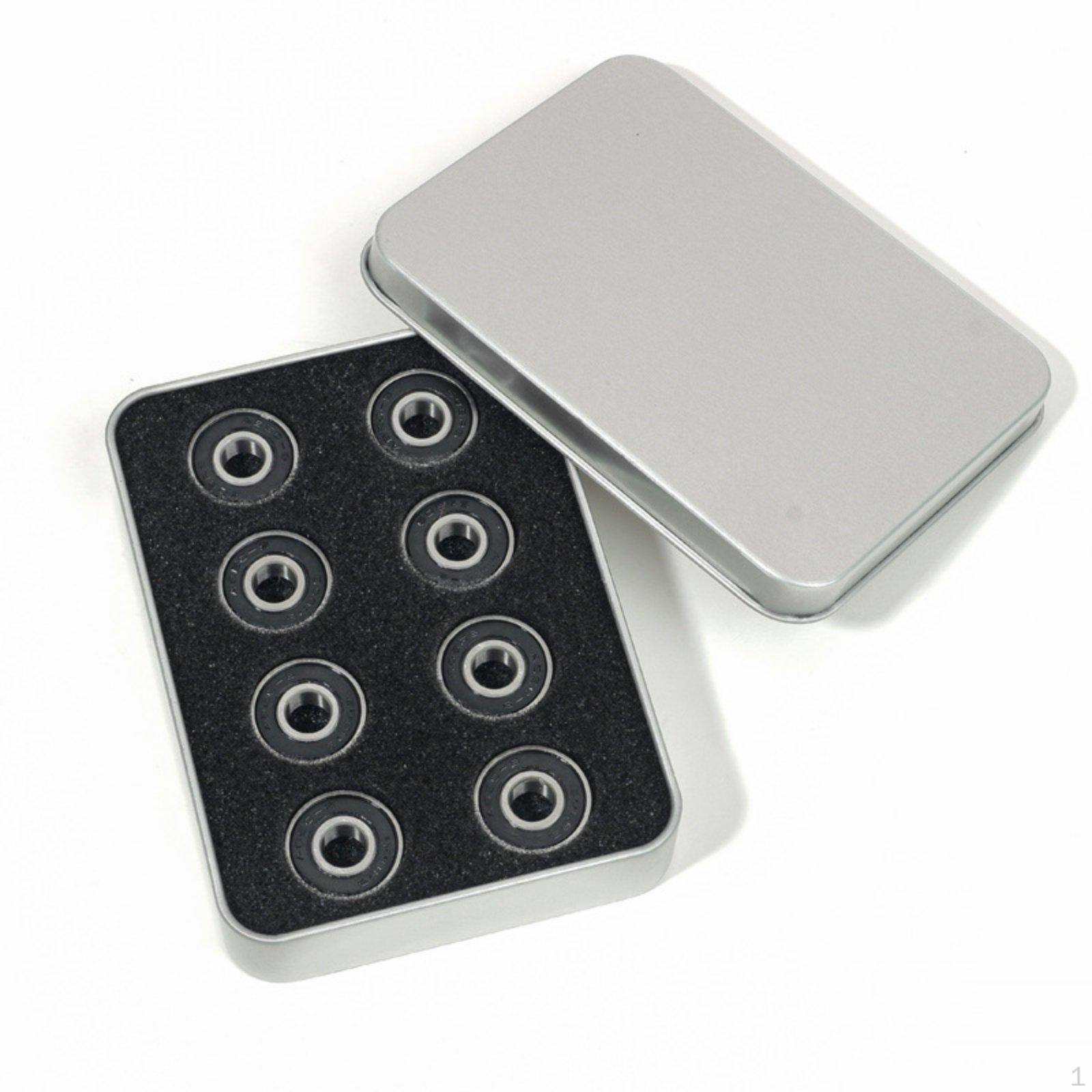 8 Pieces Skate Bearing High Speed Roller Smooth Rolling Sports Part for Skateboarding Black 608rs-9