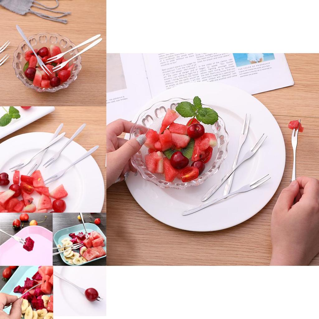 Stylish Stainless Steel West Tableware Fruit Forks Small And Safe For Fruit And Cake Eating