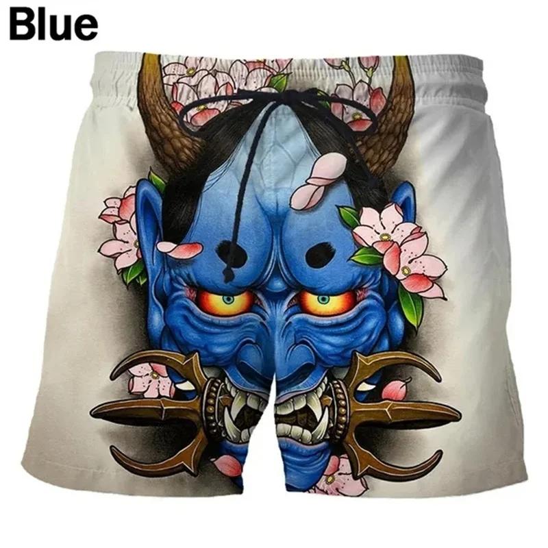 Vintage Japanese Samurai Ghost Mask Boxing Muay Thai Kickboxing Shorts Pants 3D Print Training Unisex Men Women Quick Dry Fitness Gym Sport Workout