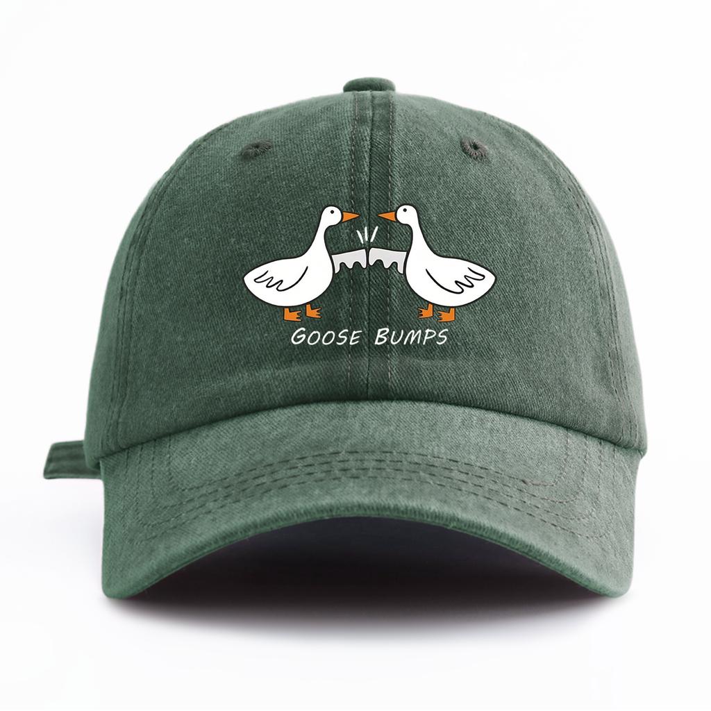 1 Stück GOOSE BUMP Aufdruck Gewaschene Baseballkappe für Erwachsene Minimalistischer Retro-Stil Lässig Weich Verstellbar Dad Hat Perfekt als Geschenk