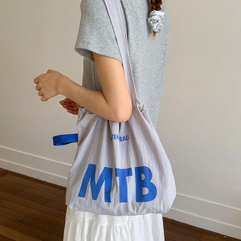 Light Weight Drawstring Bags Nylon Tote Bags Fashion Letter Shoulder Bag  Female