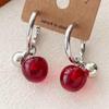 Yu Shuxin Retro Cherry Red Earrings - Mutong Style, High-End, Niche Women's Fashion Accessory