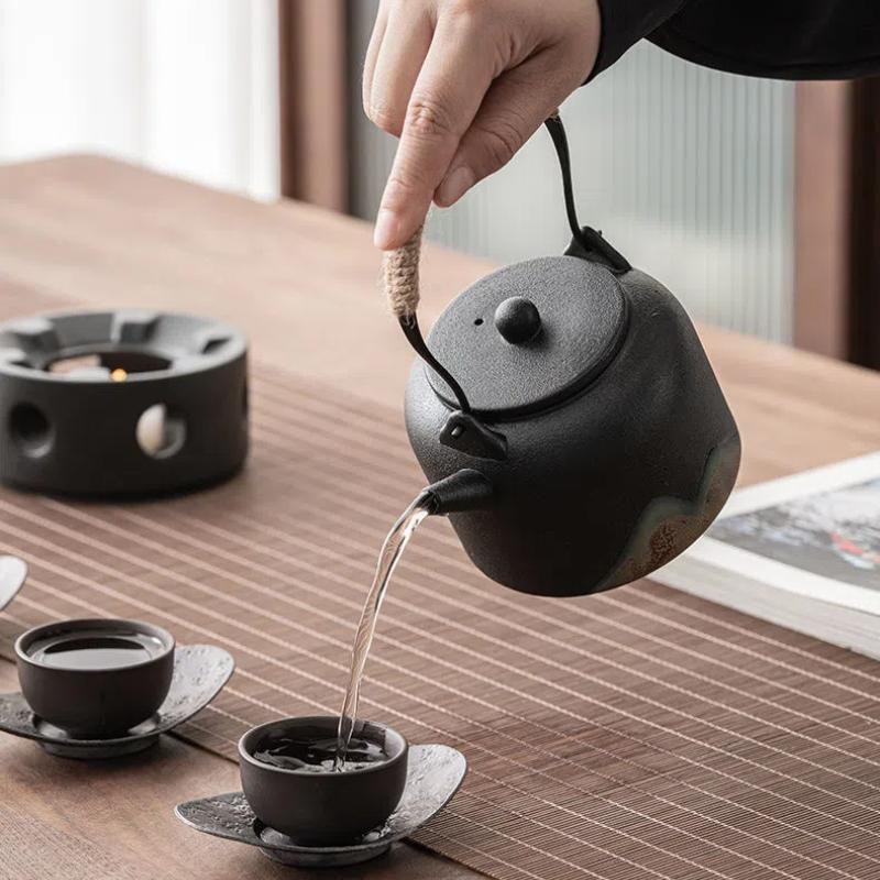 Japanischer Teekannenwärmer aus Keramik – Teekocher mit Kerzenheizung und Teesieb-Set für Kung-Fu-Tee oder Aromatherapie
