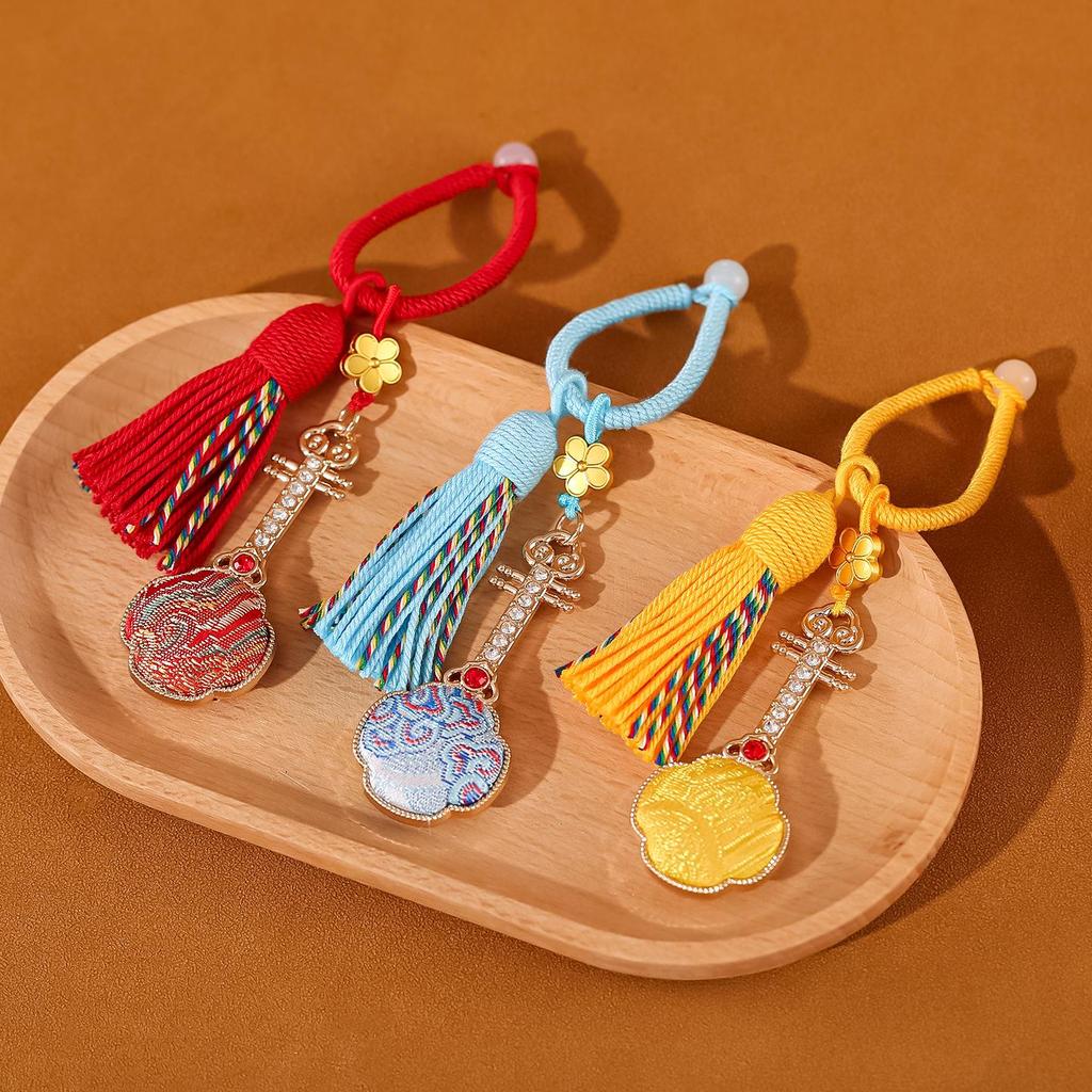 National Style Jade Ruyi Keychain Pendant: Cultural Gift Ornament
