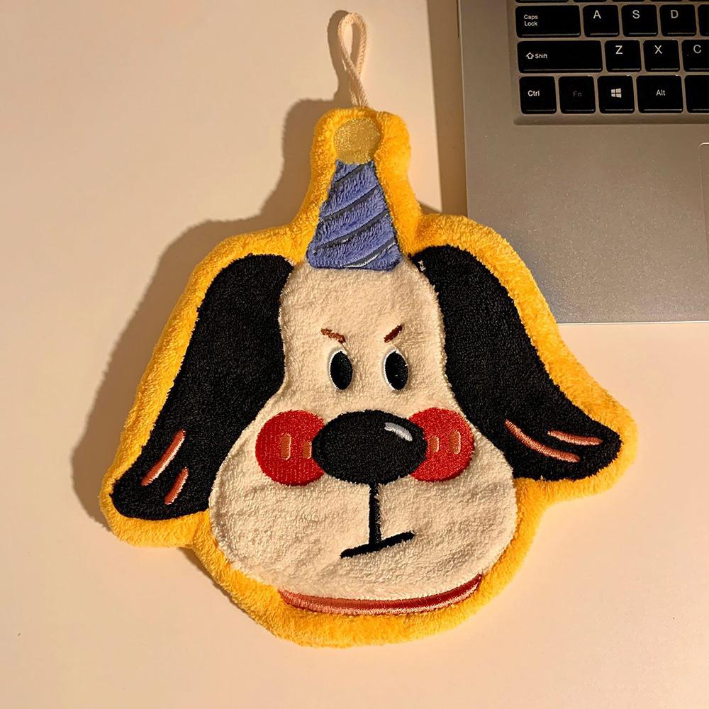 

Thickened Hand Towel Super Absorbent Cute Cartoon Dog Hand Towel Coral Face Small Square Kitchen Bathroom Hanging Towel