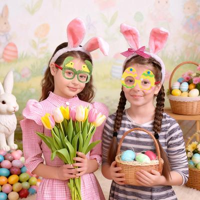 1Pcs 14CM Easter Decoration Glasses Chick Rabbit Egg Glasses Party Supplies Props Children Gifts Ornament Easter Glasses Decor