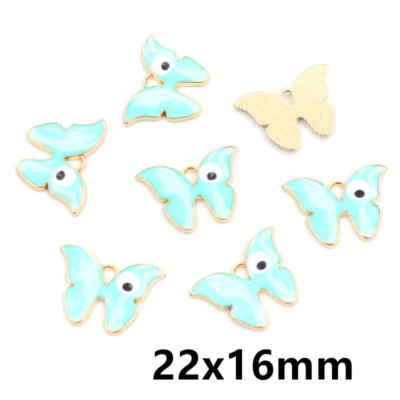 10pcs/lot 21x15mm Colorful Butterfly Charms Pendant Enamel Metal Small Charms Necklace Bracelet DIY Jewelry Making Accessories