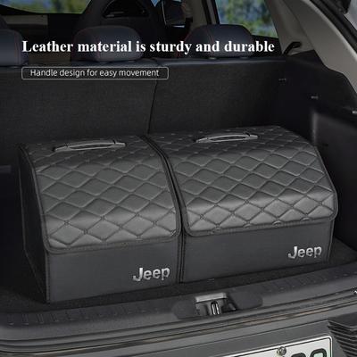Leather Suitcase Car Trunk Organizer Box Foldable Storage Bin For Grand Cherokee Wrangler JK Gladiator Compass Renegade