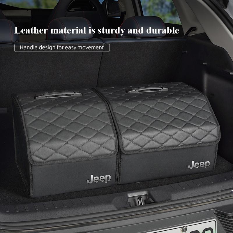Leather Suitcase Car Trunk Organizer Box Foldable Storage Bin For Jeep Grand Cherokee Wrangler JK Gladiator Compass Renegade ALQ1