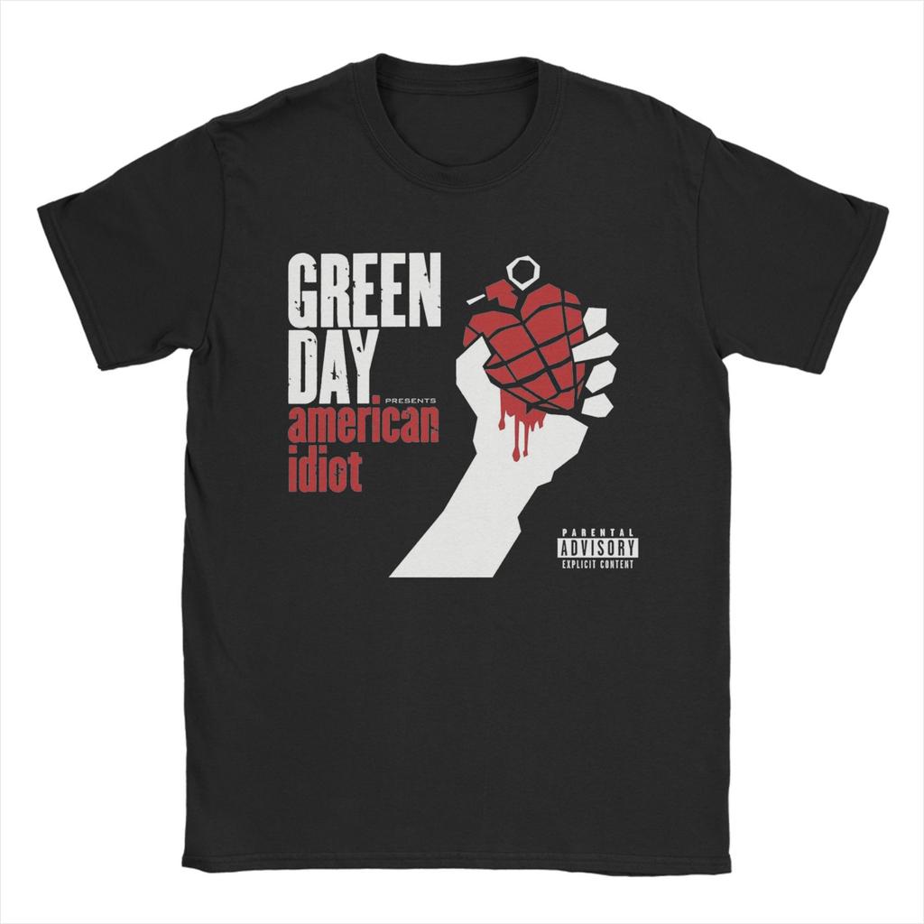 Funny Green Day American Idiot Tshirt Men's Round Neck Short Sleeve Clothes Cotton Summer TopsTops