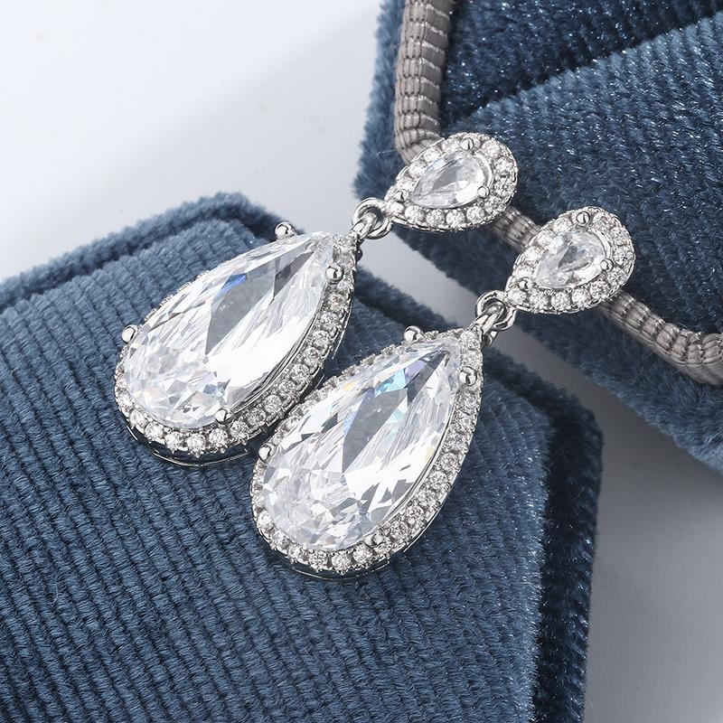Classic Earrings for Women Stylish Shiny Zircon Water Drop Shaped Earrings Exquisite Party Jewelry Wedding Earrings