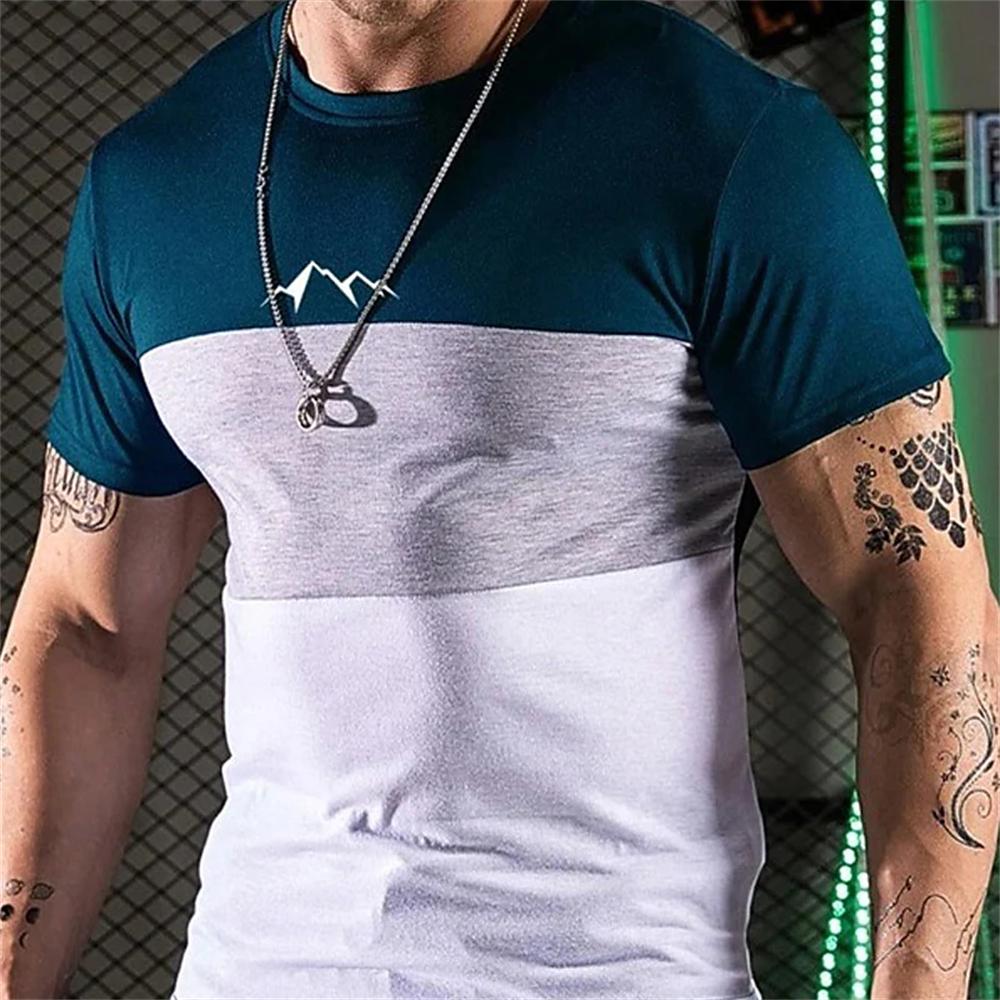 Men's Striped T-shirt Retro 3D Printed Short Sleeved Top T-shirt Men's Clothing
