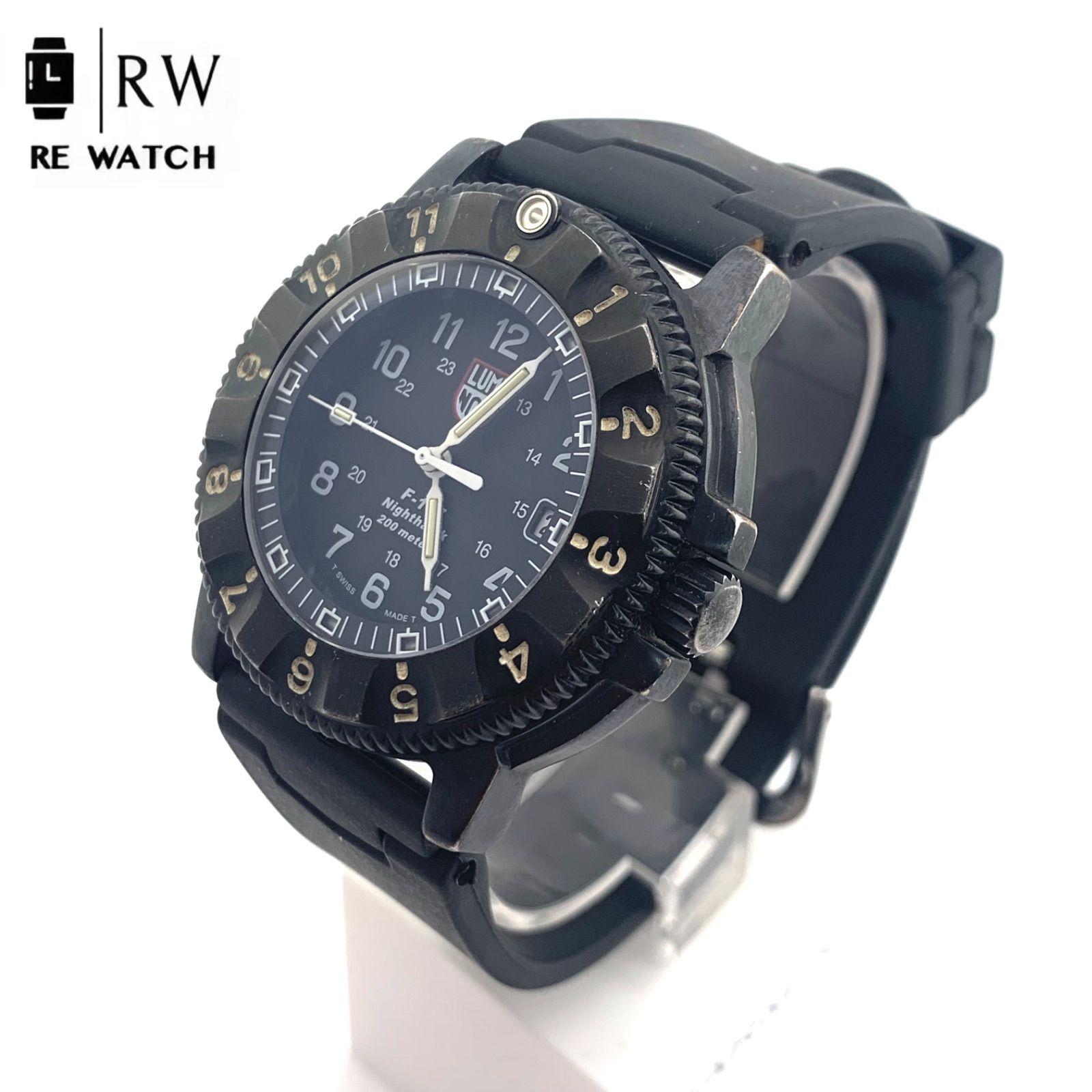 Used [Used] LUMINOX F-117 3400 Black Rubber Band Watch