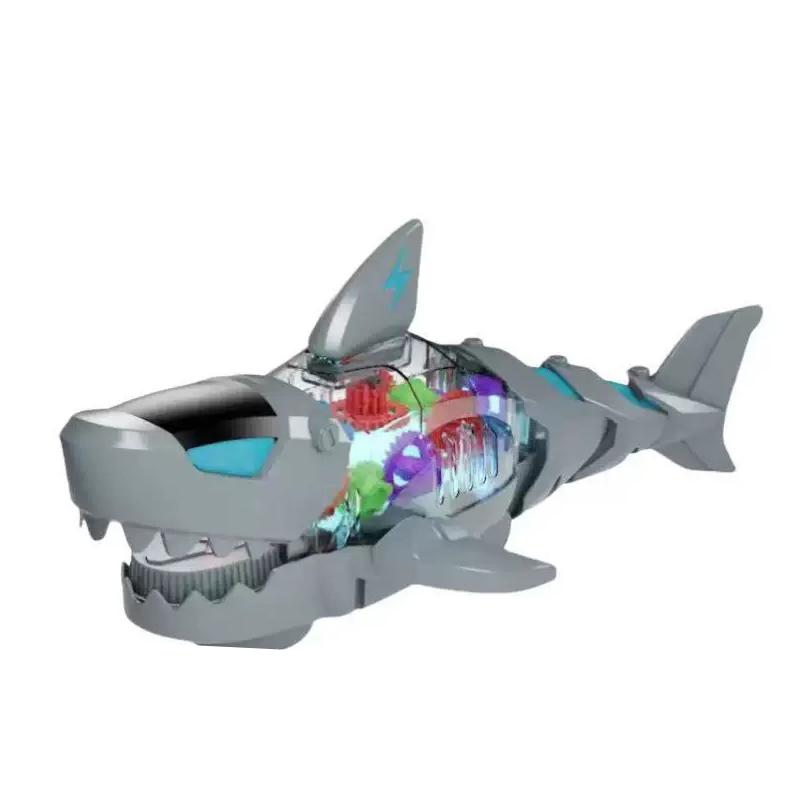 Electronic Pet Toy Musical Walking Mechanical Shark Model With Light Indoor Toys For Kids Boys Birthday Children'S Day Gifts