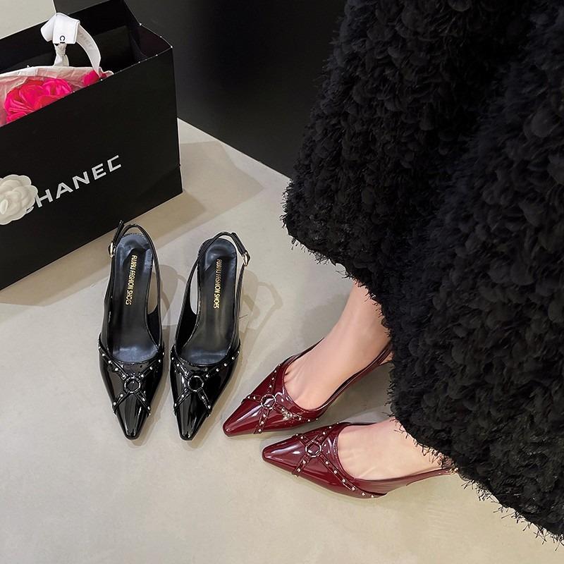 Fashion Woman Sandals Summer New Fashion Buckle Strap Sandals Sexy Party Punk Goth Heels Women Luxury Pointed Toe High Heels Shoes Woman