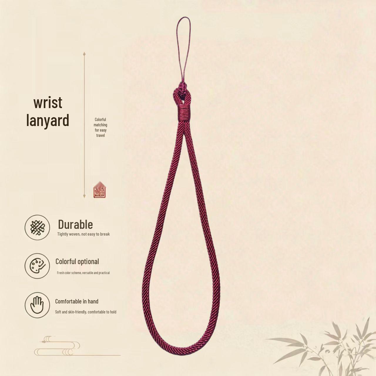 Handmade Woven 4mm Mobile Phone Lanyard Wrist Strap Pendant
