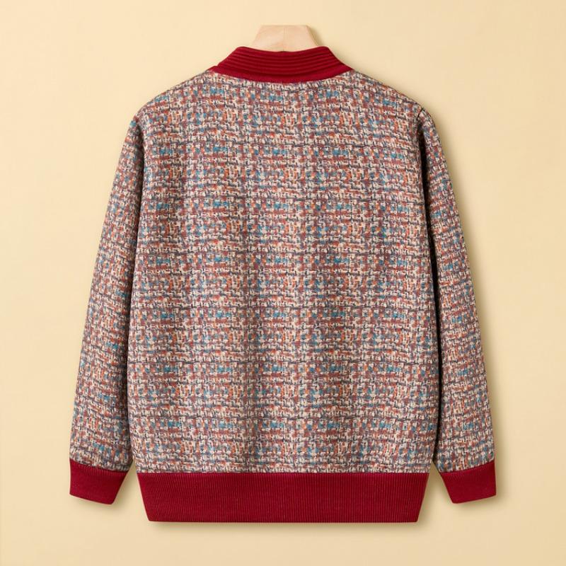 Autumn new elderly knitted sweater female mother cardigan old woman striped top grandma coat