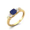 2.05 Cts Cushion Blue Sapphire 925 Sterling Silver Gold Vermeil Classic Accent Women Wedding Ring