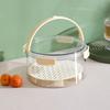 Luftdichte Camping-Obstbox mit Sieb, rund, faltbarem Griff, transparent, großes Fassungsvermögen