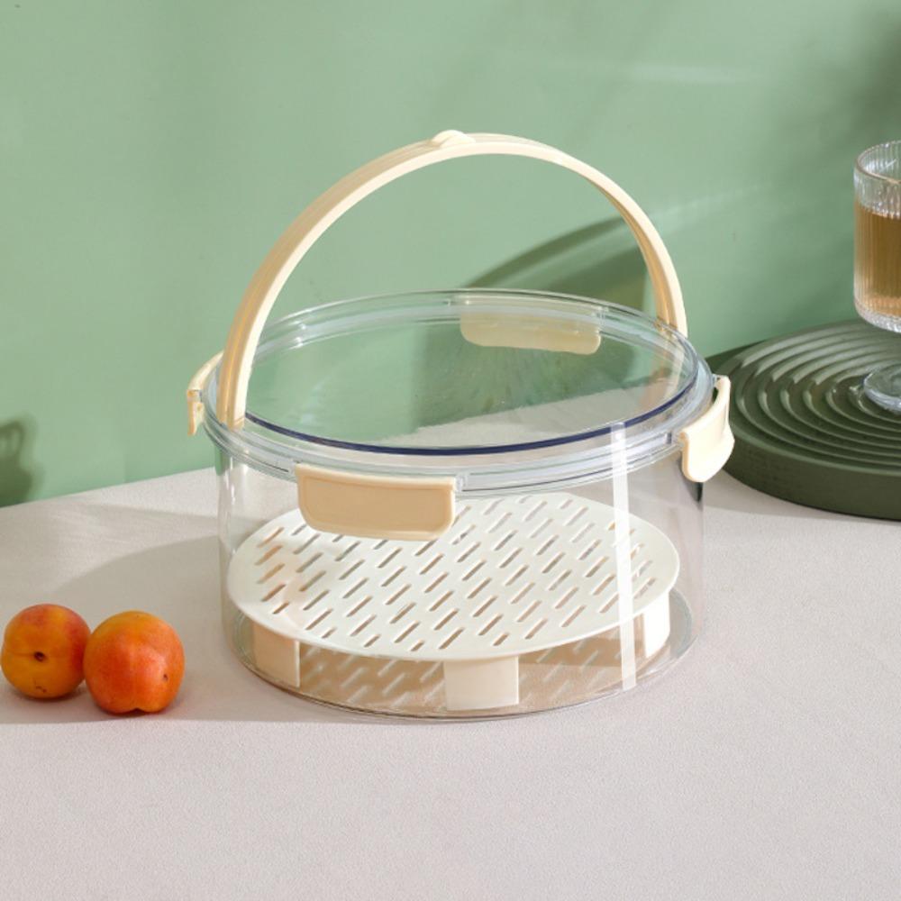 Double Layer Fruit Fresh-keeping Container Round Food Storage Container  Outdoor бежевый