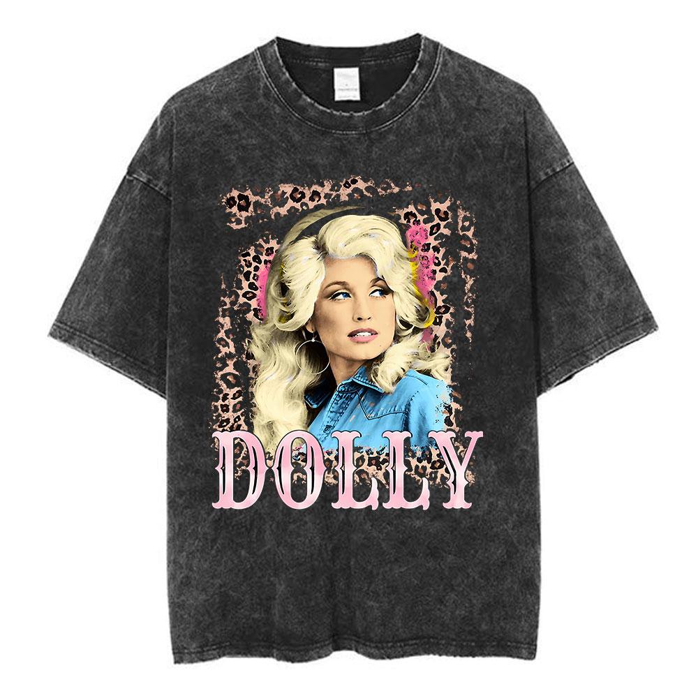 Legend Country Music Singer Dolly Parton Vintage Washed T Shirt Men Women Clothing Fashion Casual T-shirt Short Sleeves T-shirts