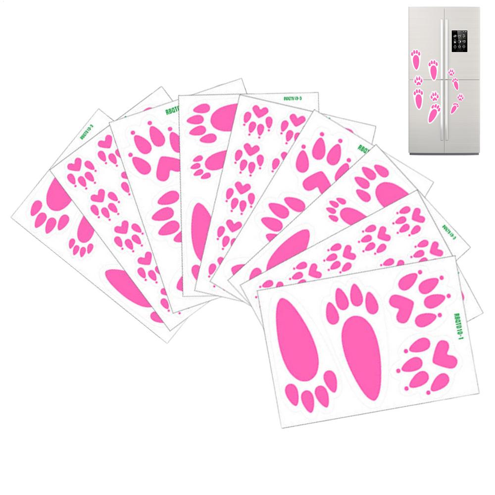 

Easter Bunny Footprint Stickers 9 Pieces Cute DIY PVC Double-Sided Adhesive Window Clings Bunny Feet Print Floor Decal Clings