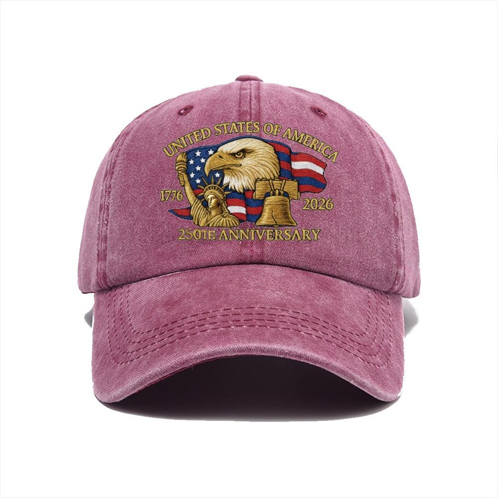 Hot-selling Washed Retro Printed Baseball Cap American Anniversary Men's and Women's Caps Embroidery Production Log