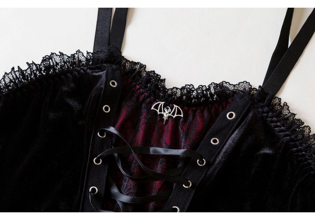 Velvet Lace-up Gothic Corset Camisole - Halloween Style