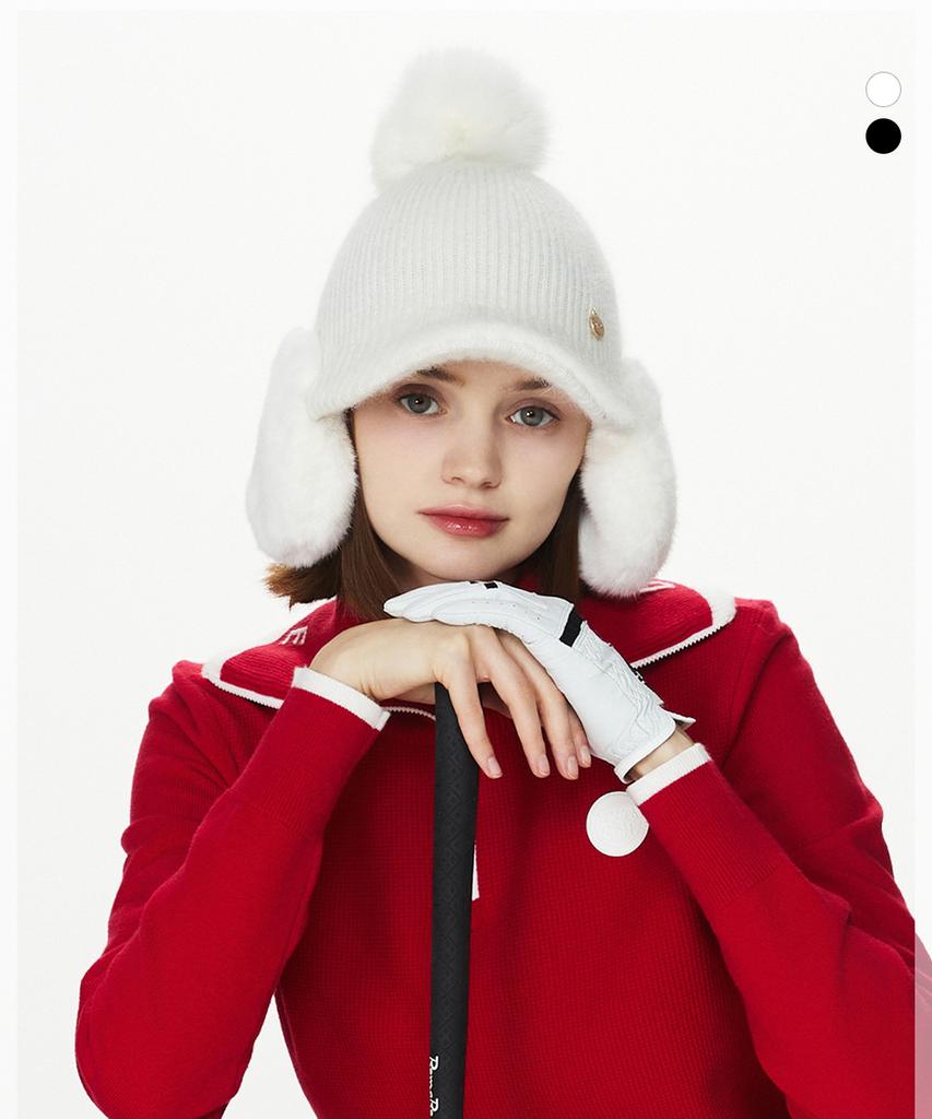 DUVIK Women'S Angora Knit Fur Earflap Golf Cap Df4Wap792