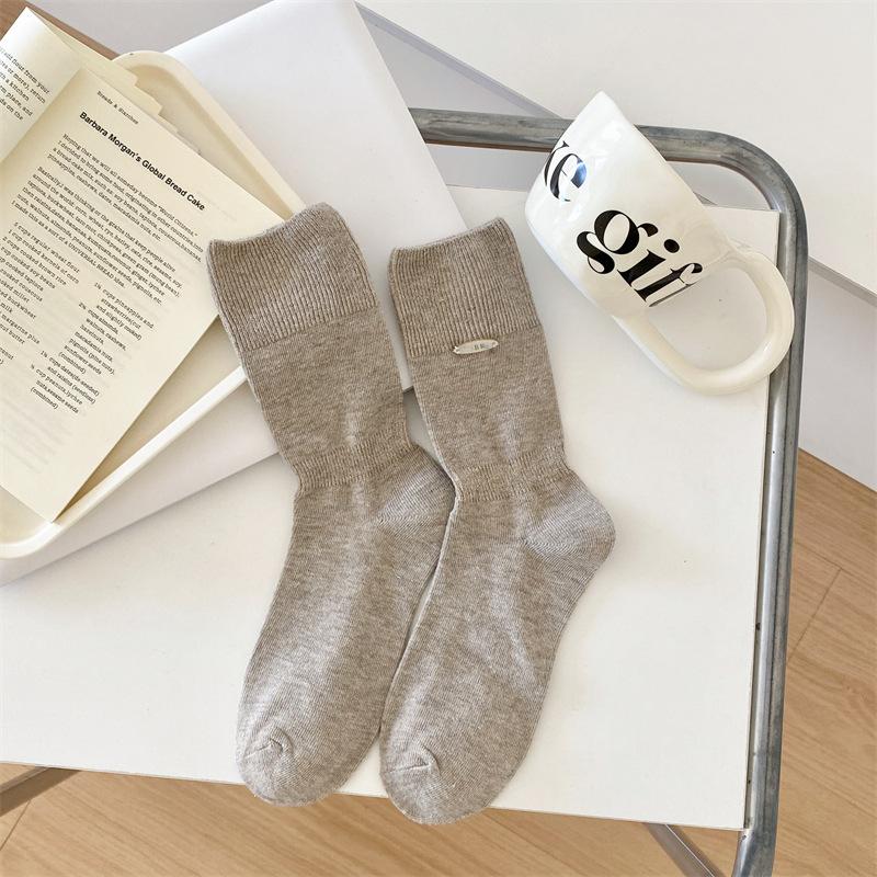 Women's Mid-calf Socks, Cotton Socks, Versatile Pile Socks