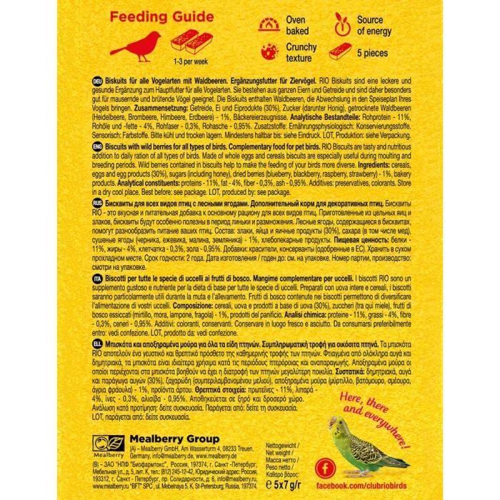 RIO Bisckits Pour Toutes Les Espèces Doiseaux Aux Baies Des Forêts 35 G - 22190