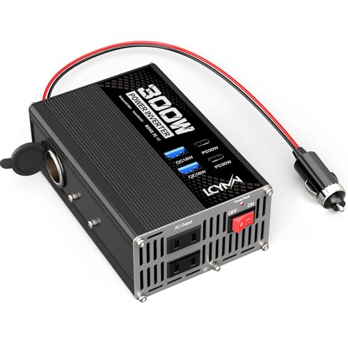 

Інвертор LCYMW 300 Вт Розетка прикурювача Сумісний зі швидкою зарядкою QC3.0 Автомобільний інвертор Перетворювач DC12V на AC100V Адаптер з USB-C