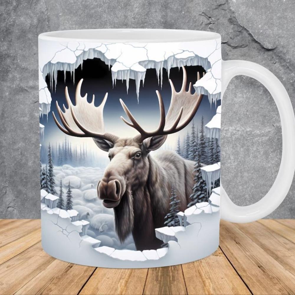 Moose Elk Ceramic Coffee Mark Cup Tea Cup New Year Christmas