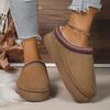 Plus-size Lace Fashion Versatile Snow Boots 2025 Winter New Fleece Warm Toe Slippers for Women