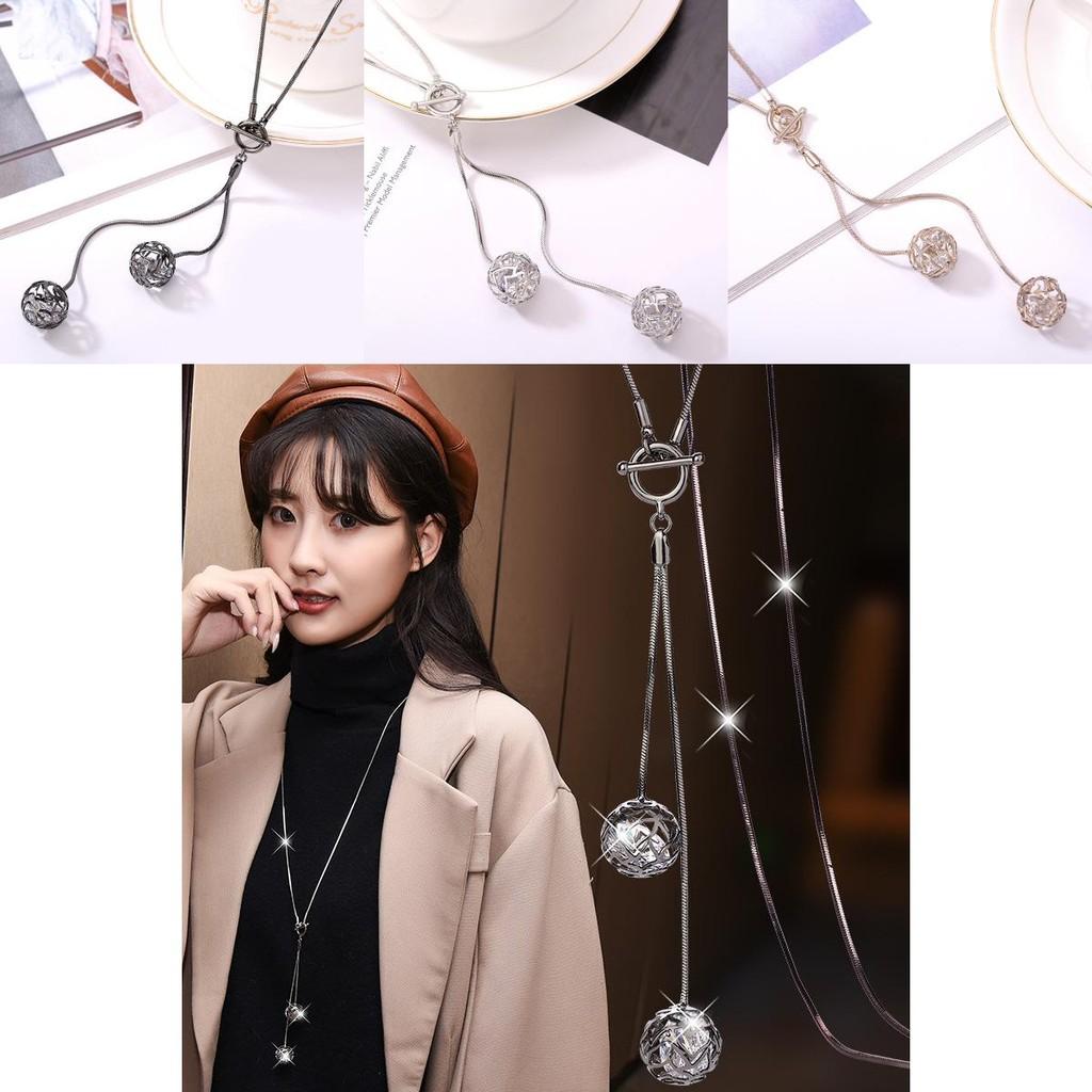 Chic 2021 Korean Style Tassel Ball T Bar Necklace For Women Beautiful Jewelry