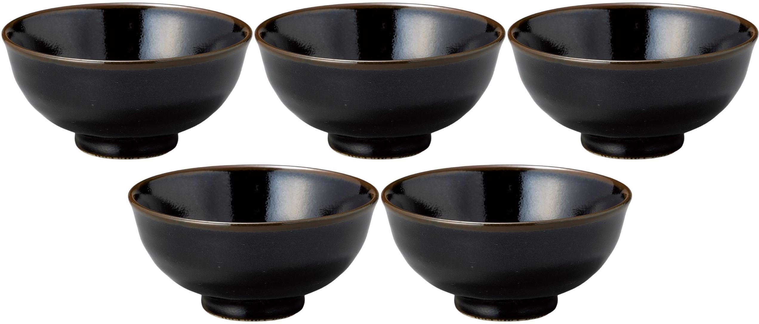 

Set of 5 Yuzu Tenmoku Tea Bowls x Rice Bowls [11.3 5.5cm]