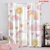 2pcs,2D Plane Printing Creative Curtains Sunny Rainbows Durable 100% Polyester Fabric (without Rod) Room Decor Use for Bedroom,