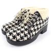 Pristine Short Boots Houndstooth with Leather Accents Black 37 591039 Used