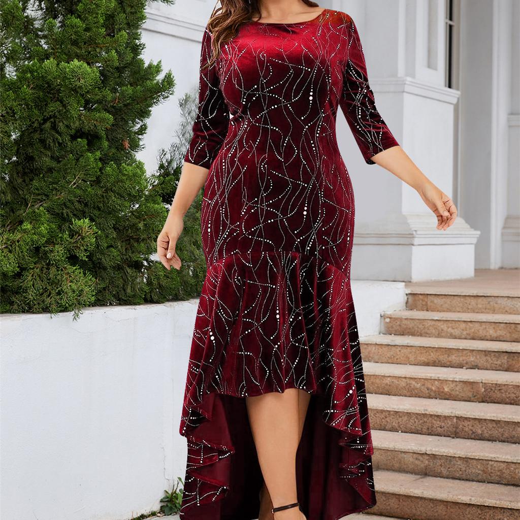 Women's Fashion Summer Spring Stripe Print Print Long Sleeve O-Neck High Waist Casual Dresses