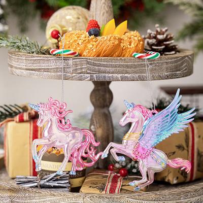 Yousheng Winter Acryl Weihnachtsornamente Bunt Schneeflocke Ballerina Tänzerin Feder Hängeornamente für Weihnachtsbaumdeko