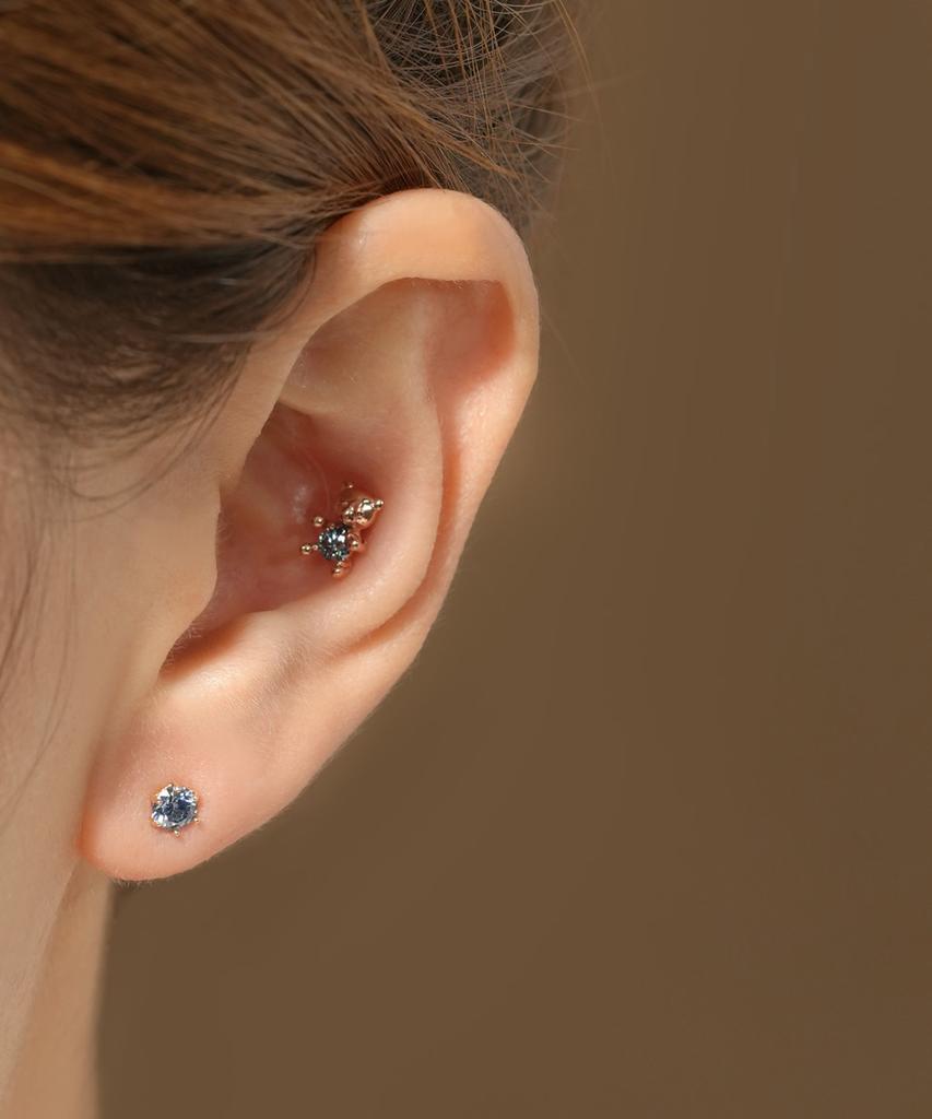 Minimalpiercing 14K Moissanite Diamond Cute Bare Piercing Earrings