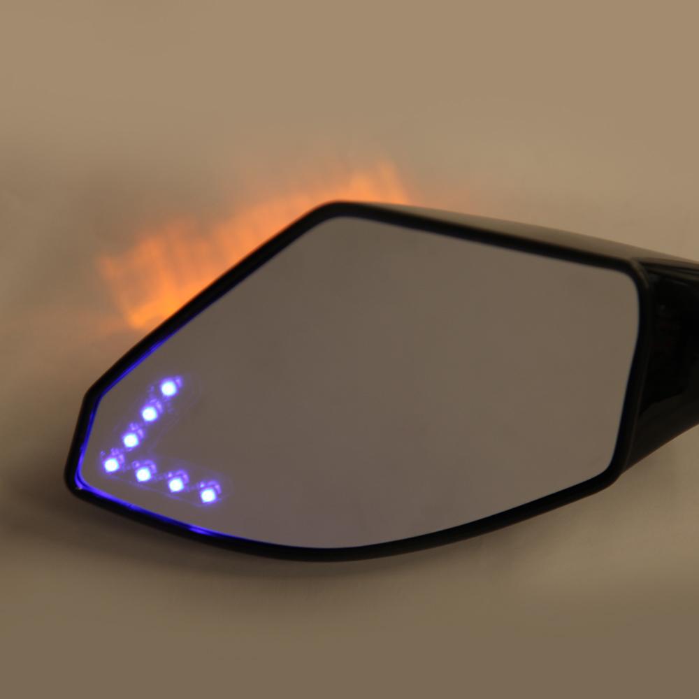 2 X LED Turn Lights Side Mirrors with LED Turn Signal Indicator 10mm Motorcycle Rearview Mirror For Honda Suzuki