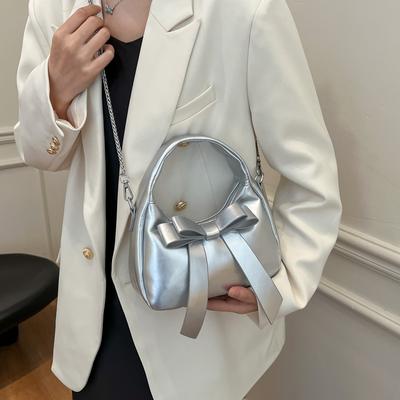 Fashion Bow Crossbody Bag Chain PU Handbag Shoulder Bag  New Casual Commuting Versatile Crossbody Bag