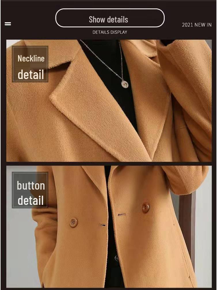 Trendy Plus Size Slim-Fit Mid-Length Wool Coat – Stylish Age-Reducing Spring/Autumn Outerwear
