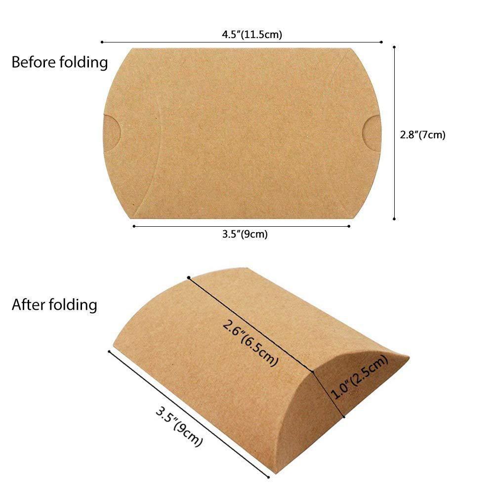 50PCS Kraft Paper Pillow Box Wedding Party Gift Candy Boxes Home Party Birthday Supply Paper Bags for Gifts