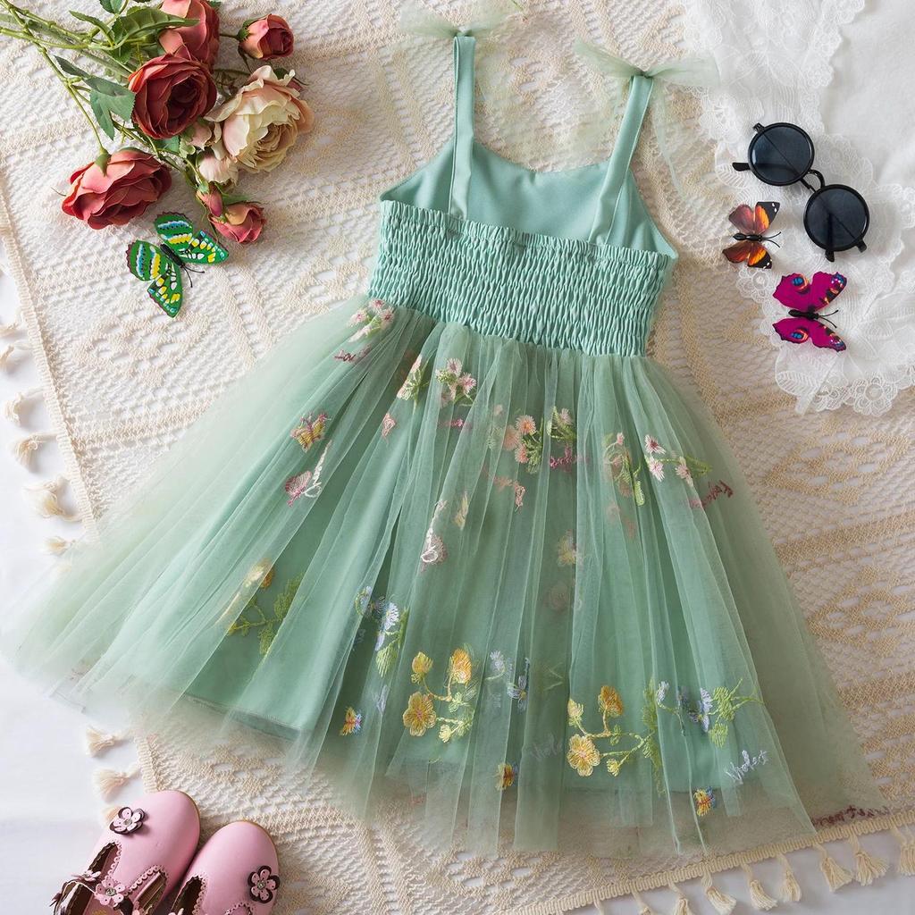 1-5Years New Baby Girls Birthday Party Evening Dresses Summer Floral Mesh Tutu Children Clothes Sweet Fairy Toddler Kids Costume