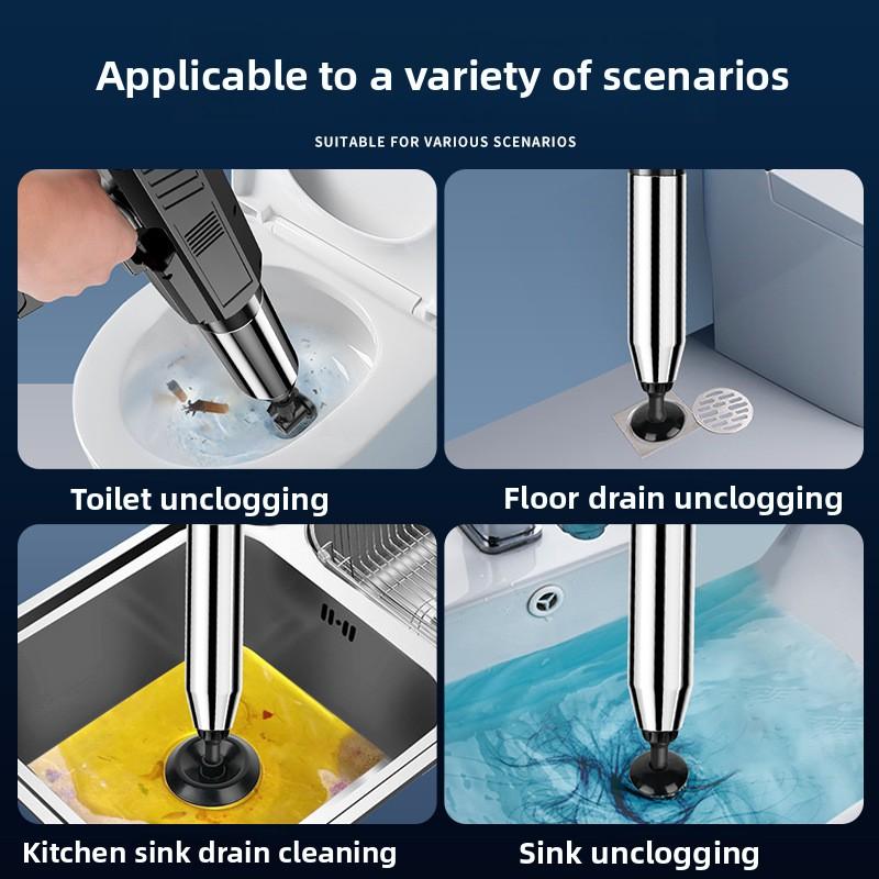Electric High Pressure Air Toilet Plunger, Drain Blaster Clog Remover Tool for Kitchen Sink Floor Drain and Bathroom Toilet