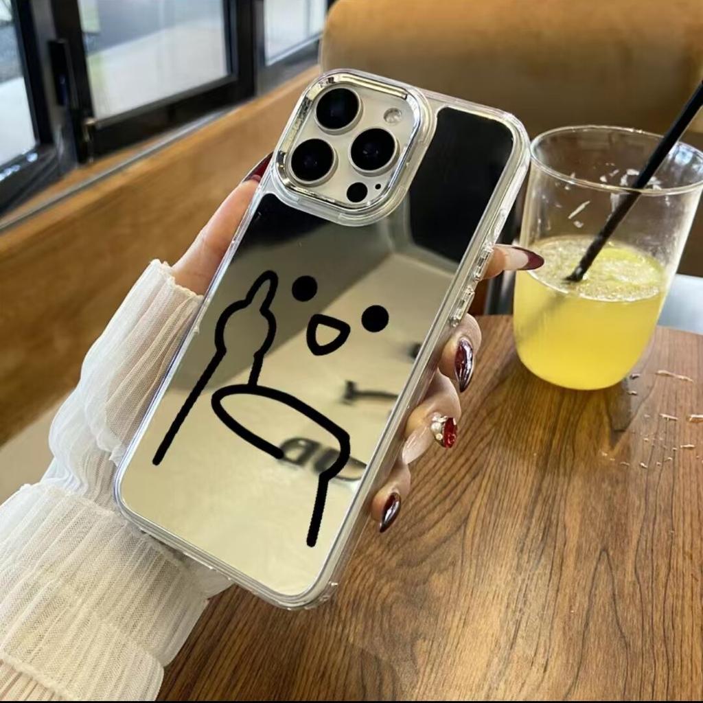 Applicable to iphone11promax simple 11 couple mobile phone case mirror new 11 personality 11 vertical middle finger match